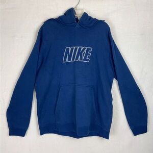 Nike Center Spell Out Blue Hoodie Sweatshirt Large XL